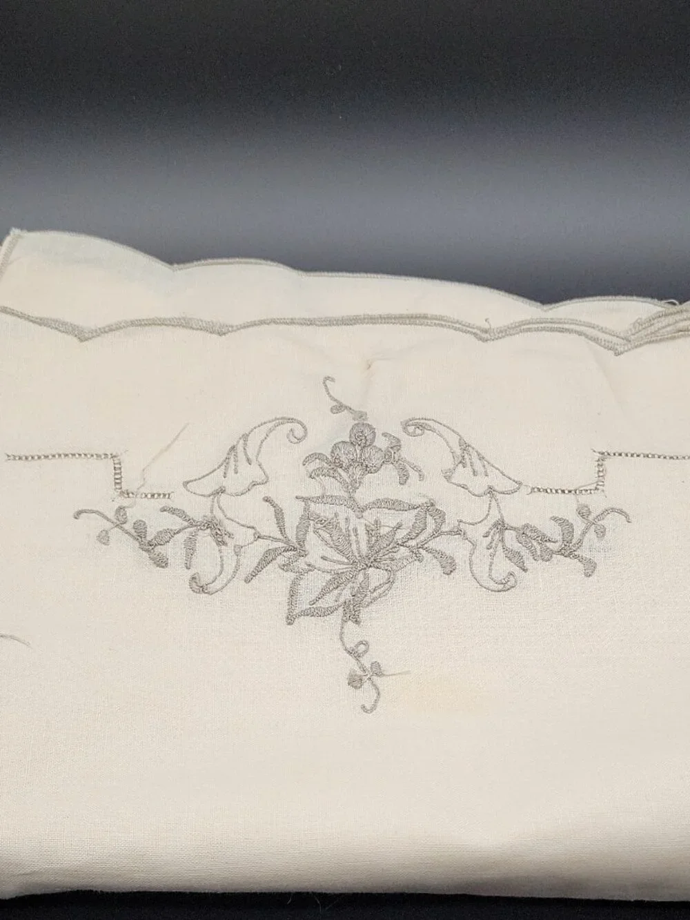 8 Piece Linen/ Cotton 8 Tea Towels And 8 Napkins. Embroidered, Dining Table VTG